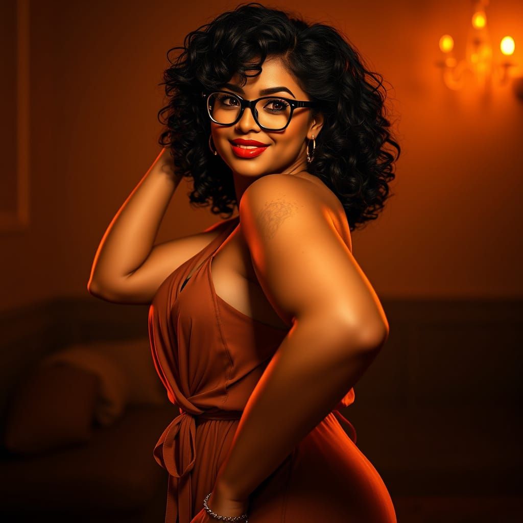 Curvy Woman in Flowing Outfit: 3D Game Cinematic