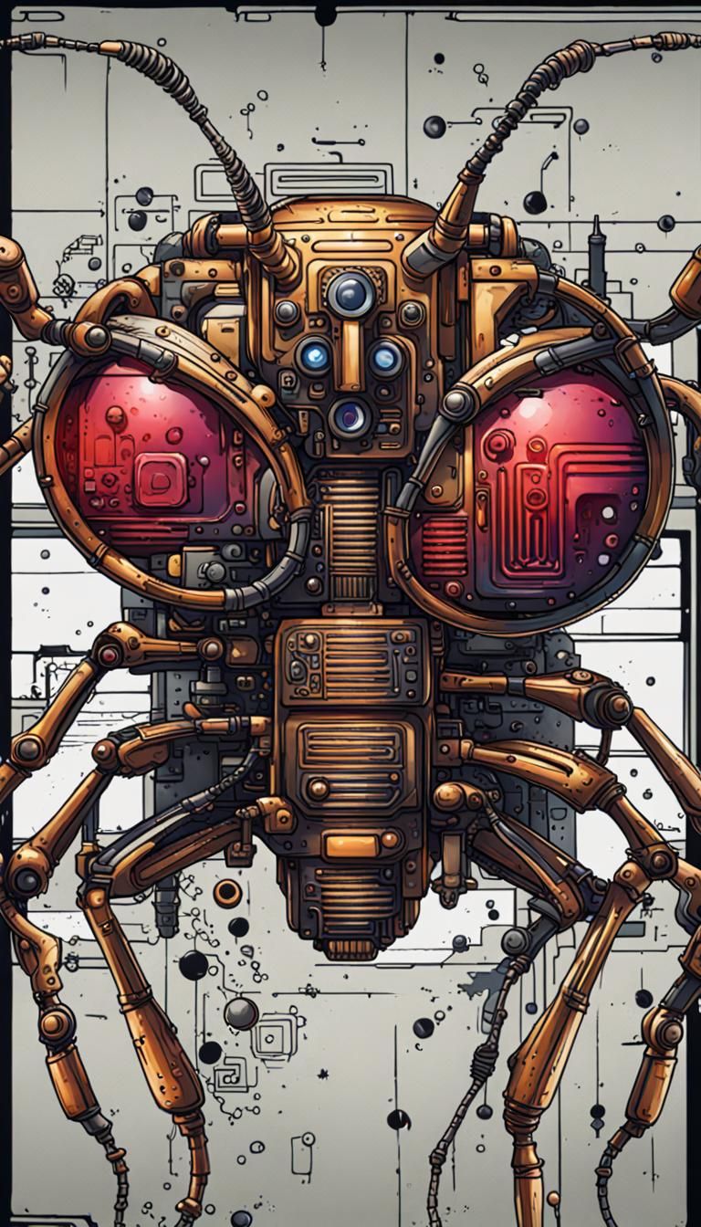 Detailed Colorful Rendering of a Computer Bug