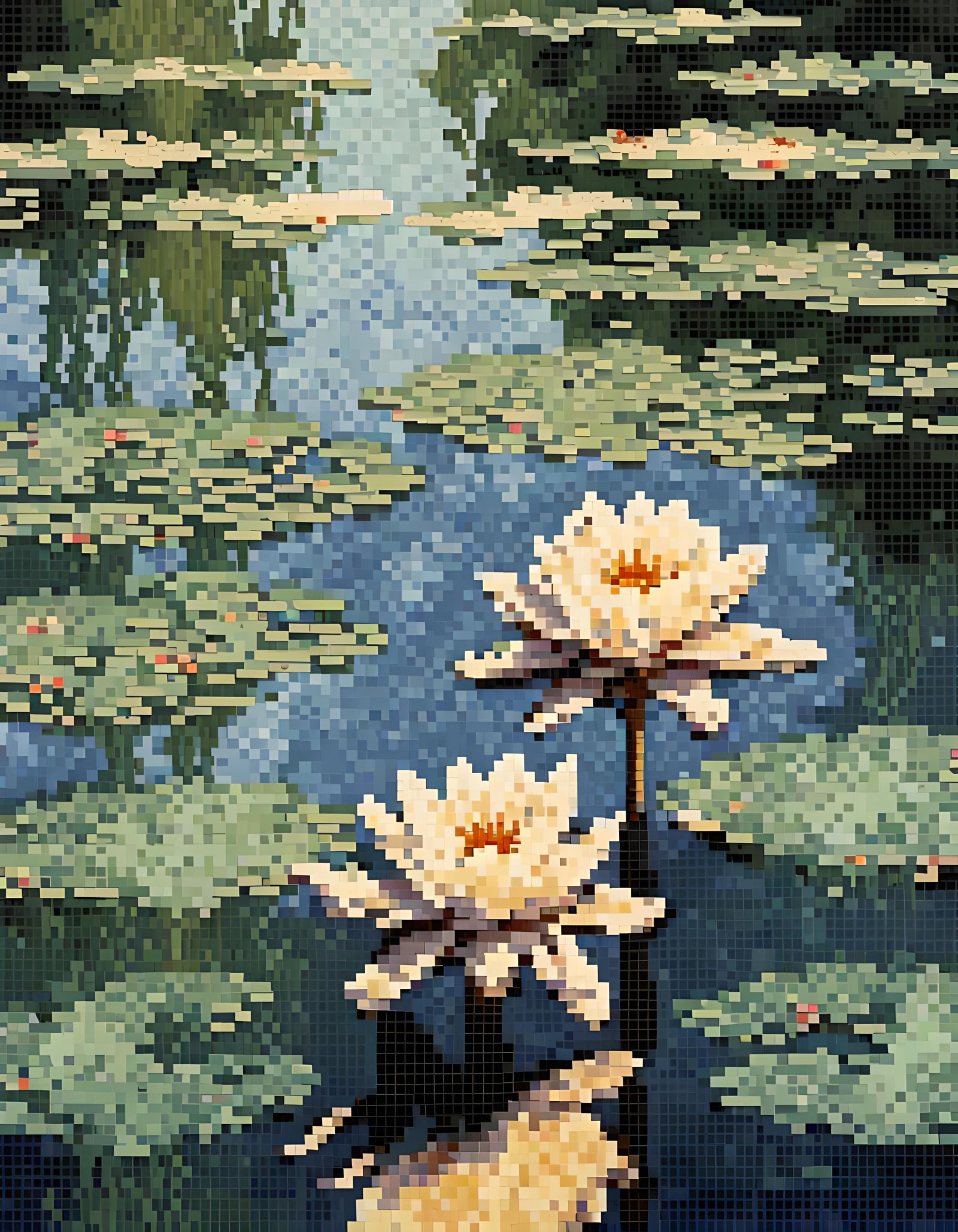 Pixelated art of Claude Monet's Water lily