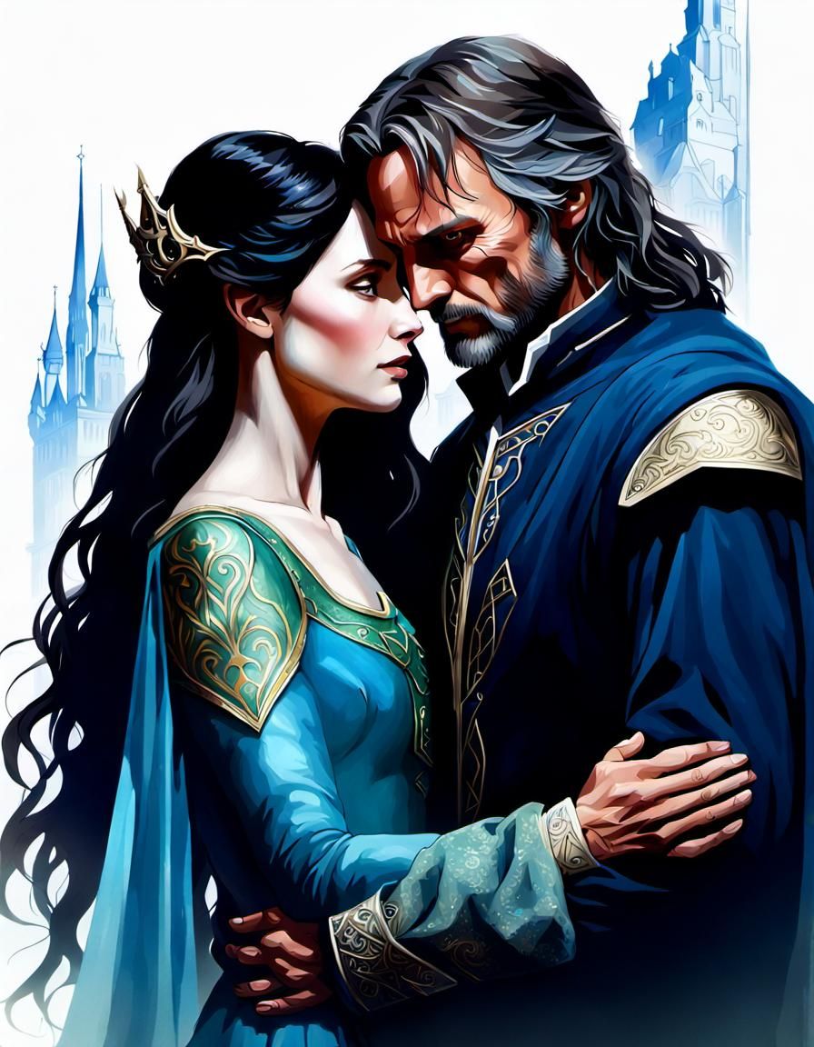 Aragorn and Arwen in Hyperdetailed Digital Art