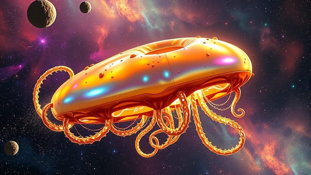 Galactic Bagel Starship Cruises through Cosmic Bakery