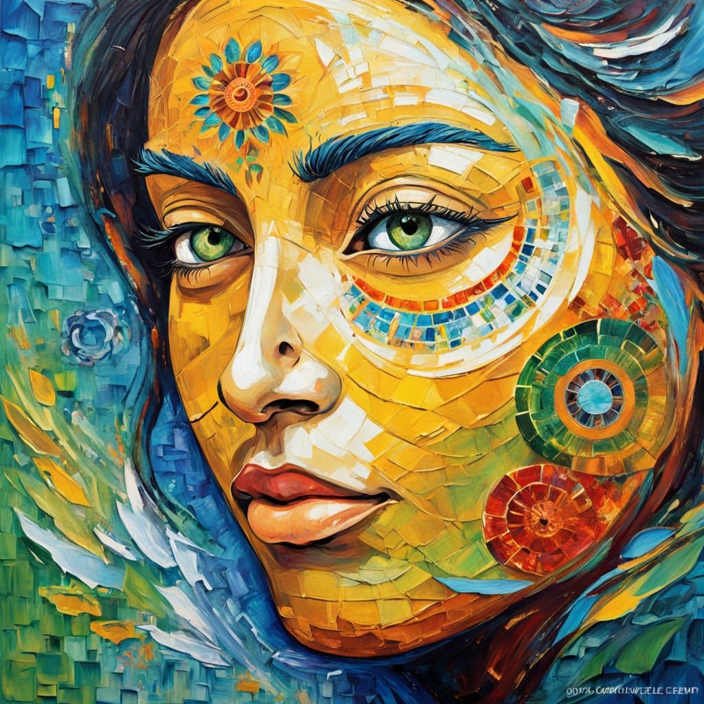 Woman Emerging from Vibrant Indian Mandala in Expressionist ...
