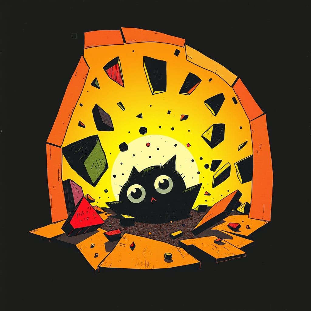 Abstract Geometric Collision in Stark Void, Brutalist Style