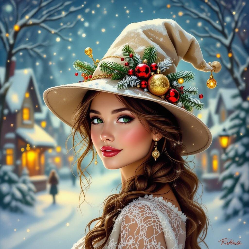Woman's Festive Hat in Magical Christmas World