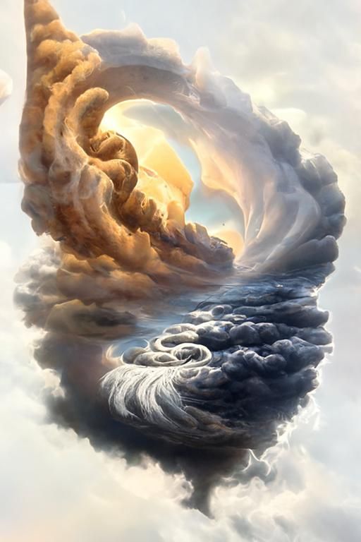 Epic Storm Cloudscape at Sunset: Romantic Painting