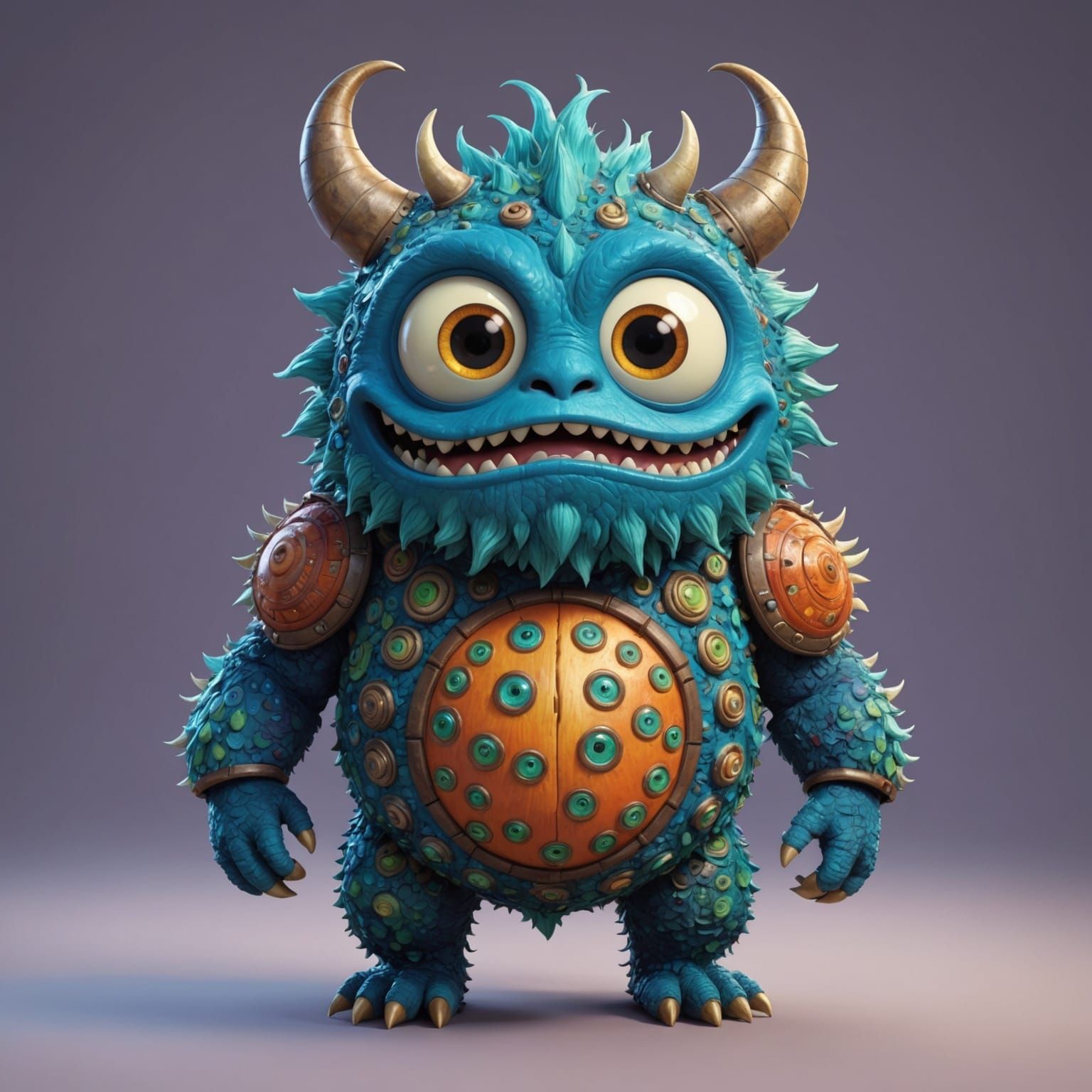 Friendly Cute Monster Portrait in Detailed 3D Art Style