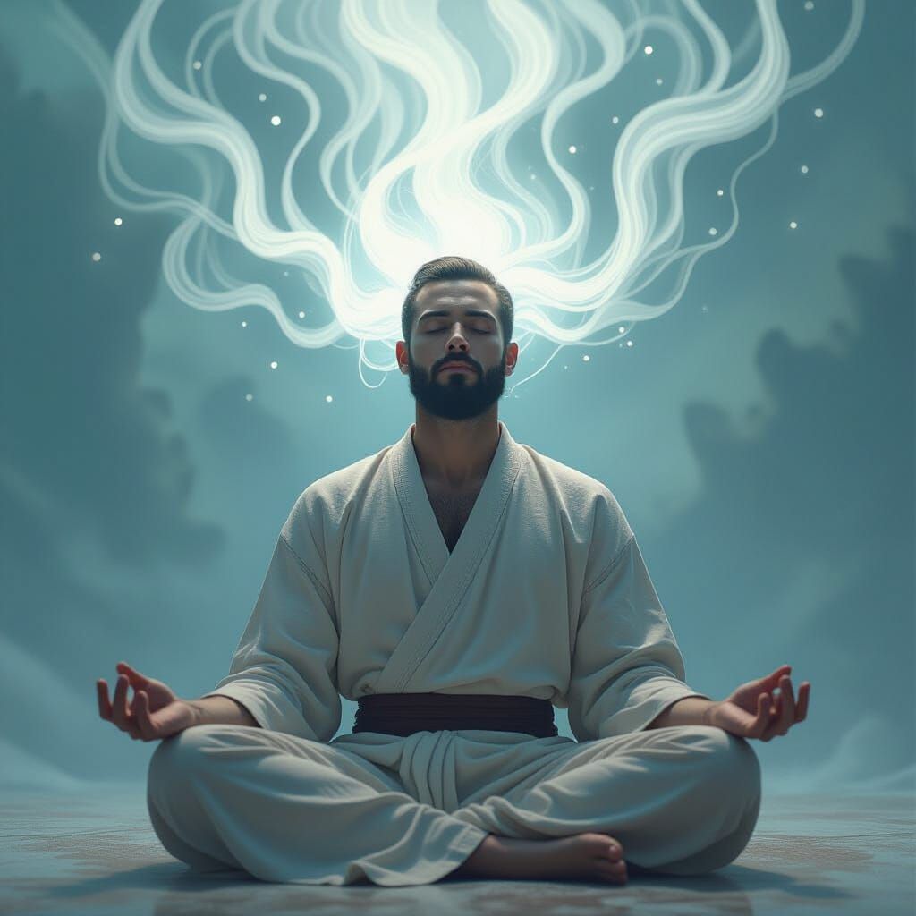 Mystical Meditation: Ethereal Light in Surreal Style