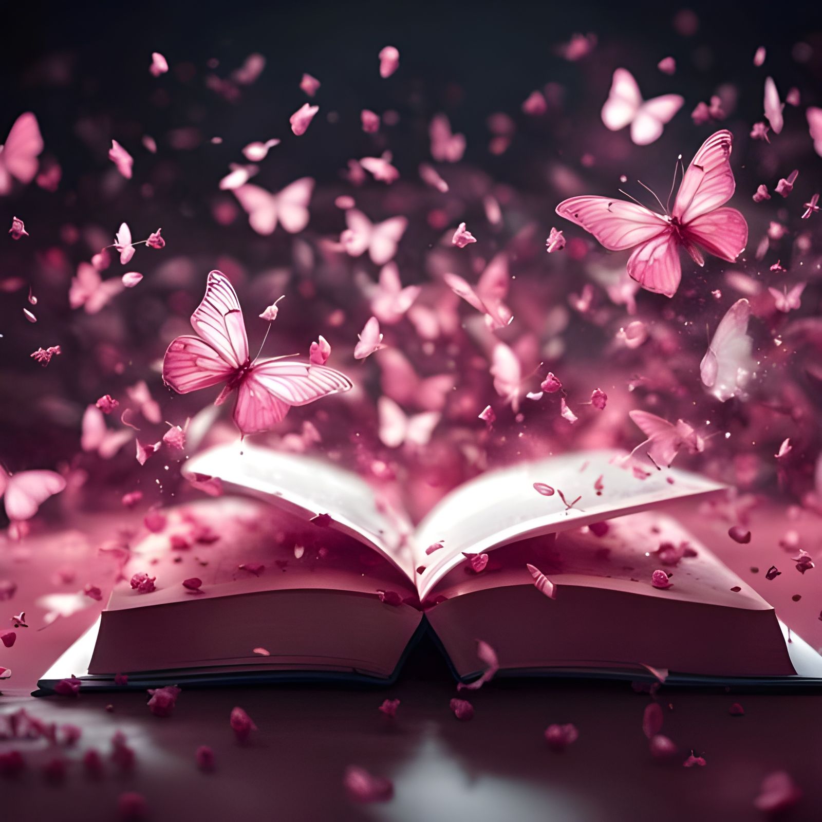 Pink and White Butterflies Emerge from Book