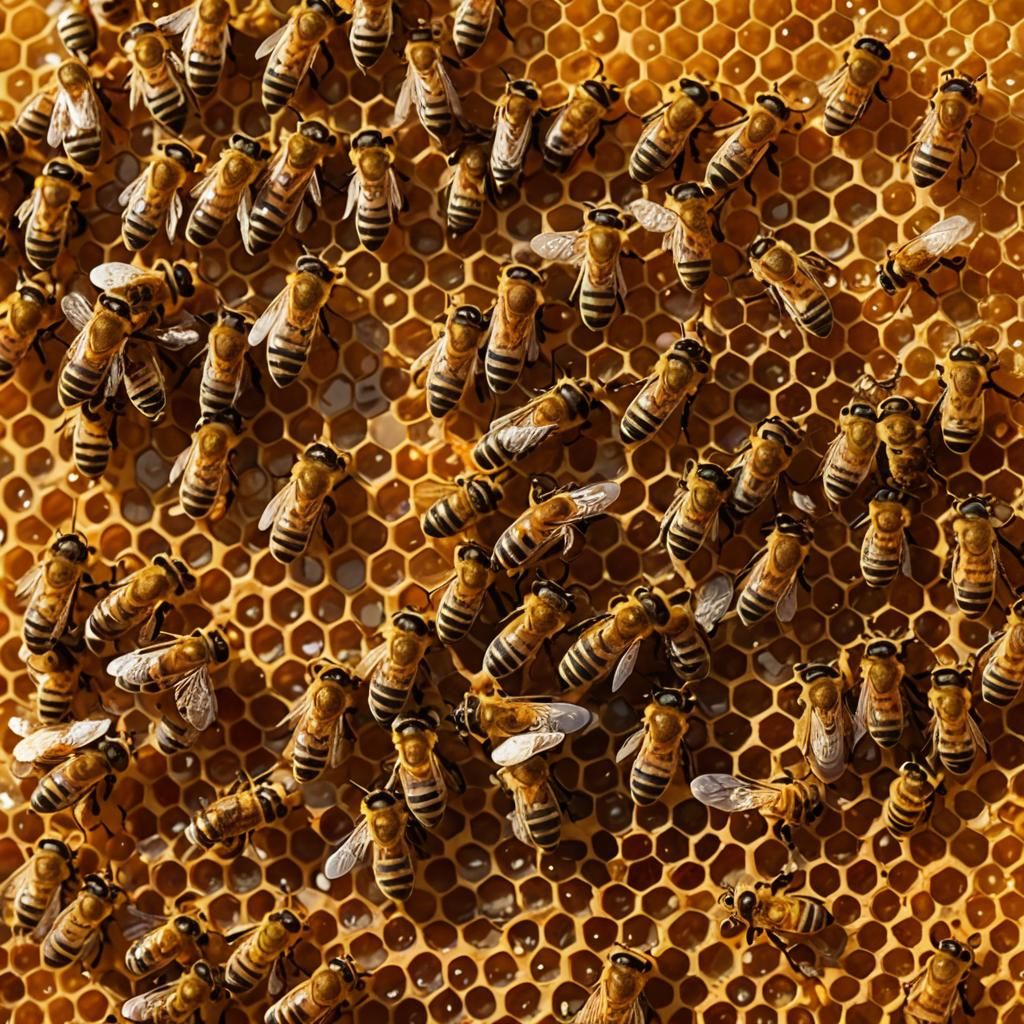Bees in Honeycomb: A Cinematic Film Still