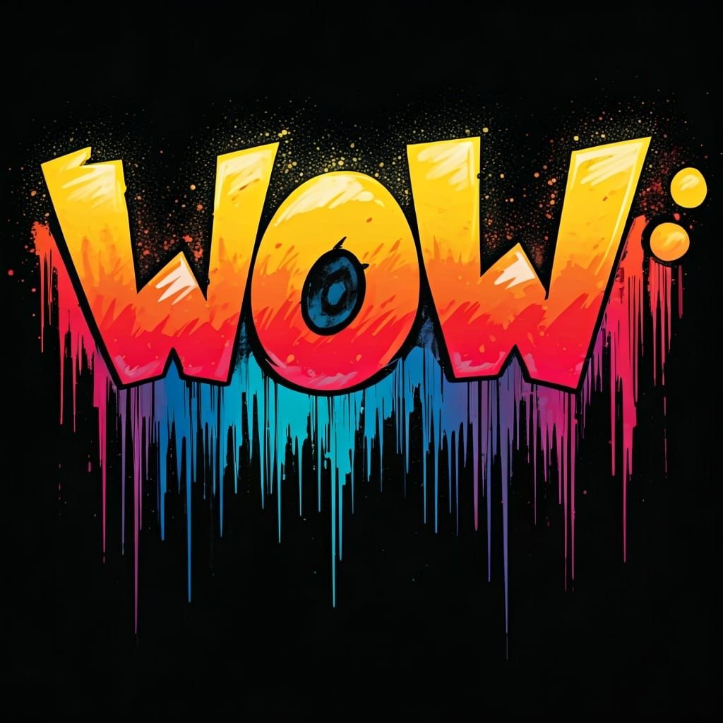 Colorful Graffiti Art of the Word WOW