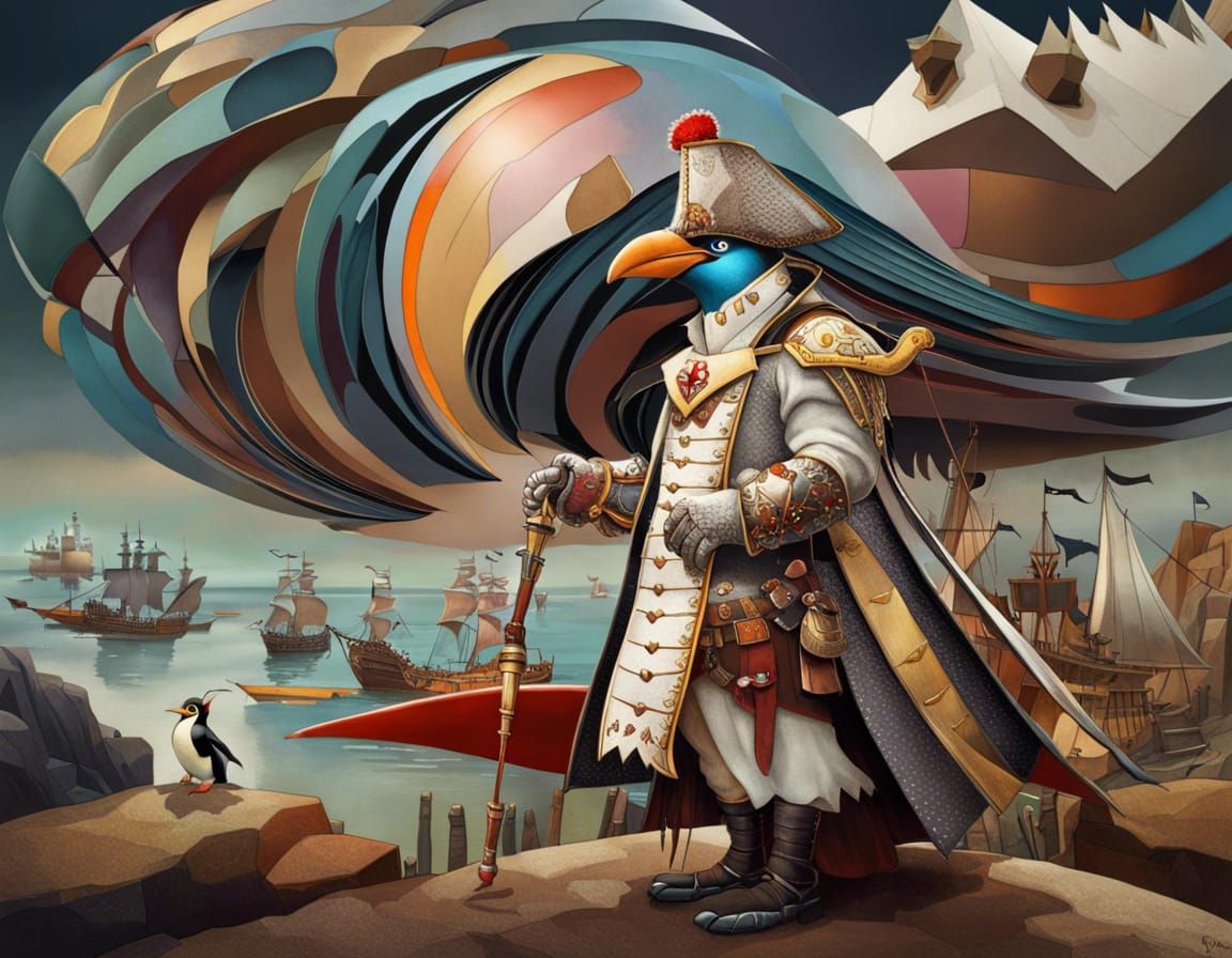 Angry Pirate Penguin in Fantasycore Style