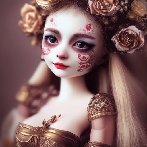 Cat as Flowery Piposdoll in Digital Painting