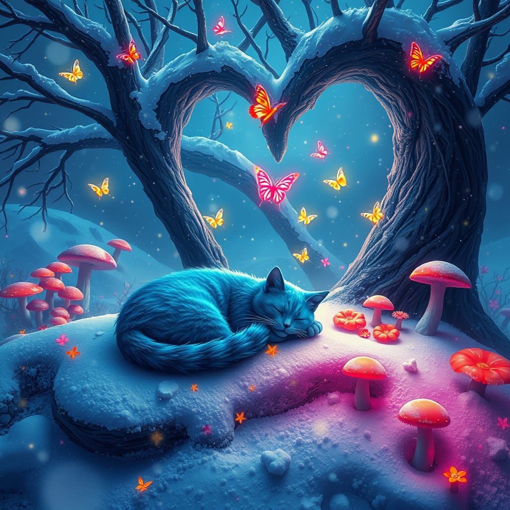 Surreal Winter Wonderland in Vibrant Oil Paint Style