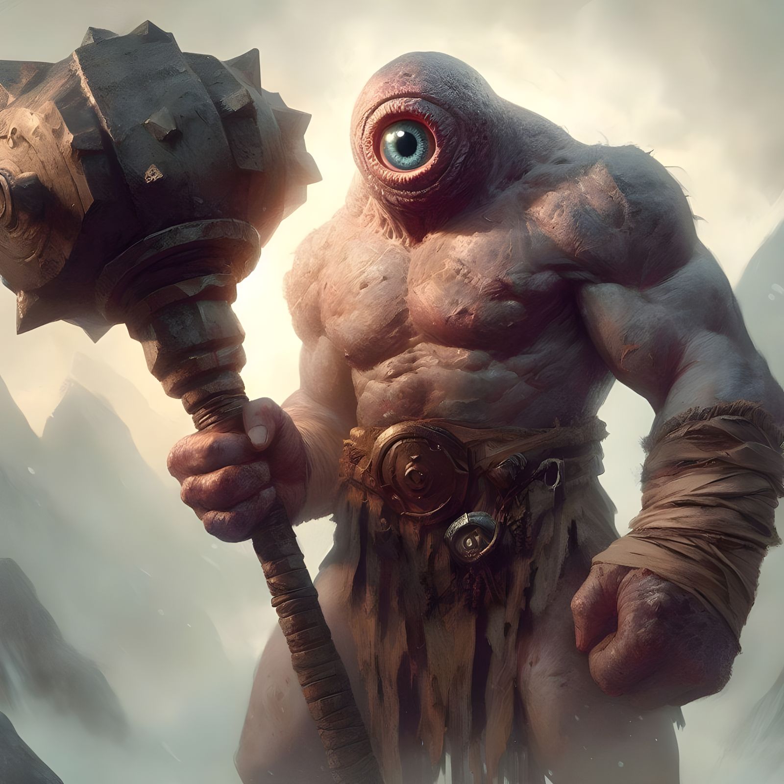 DND Humanoid Cyclops Monster in Digital Fantasy Art