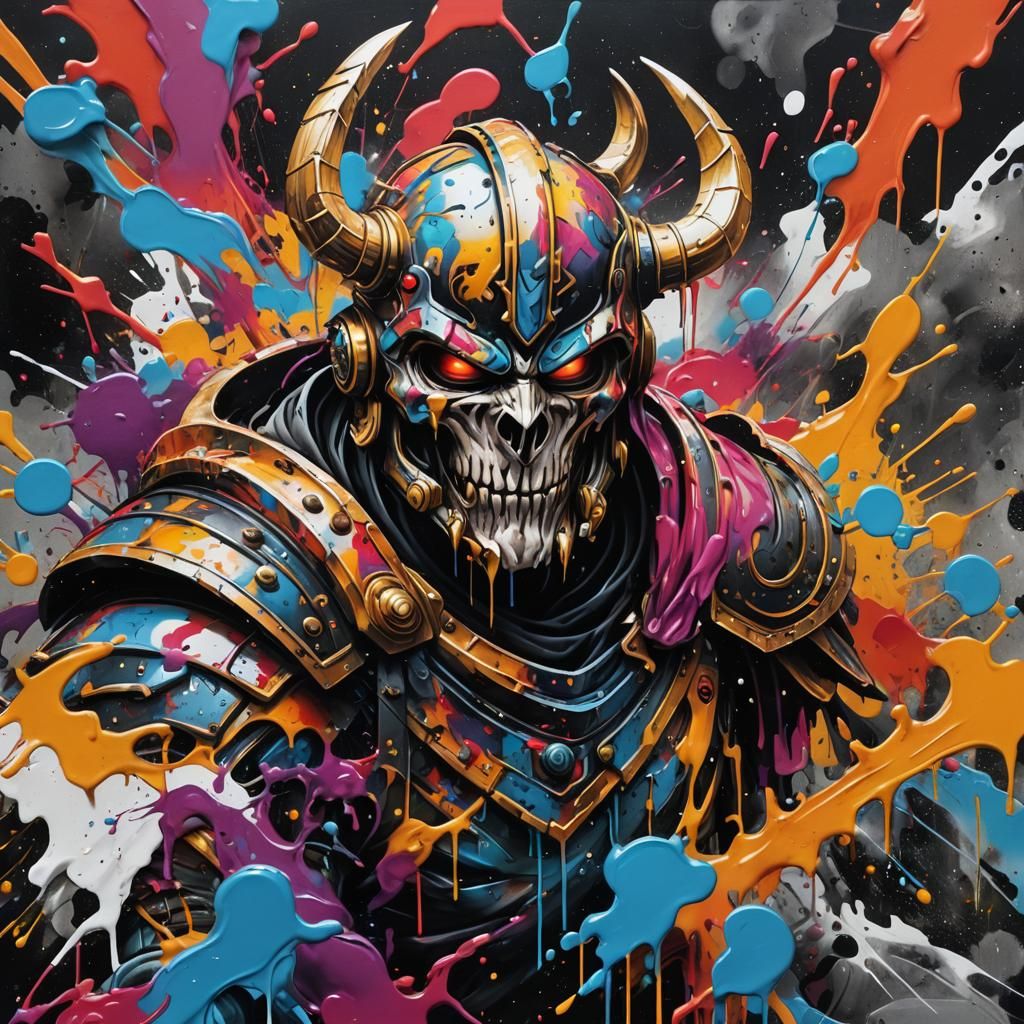 Ares Graffiti Art: Colorful Street Art Portrait