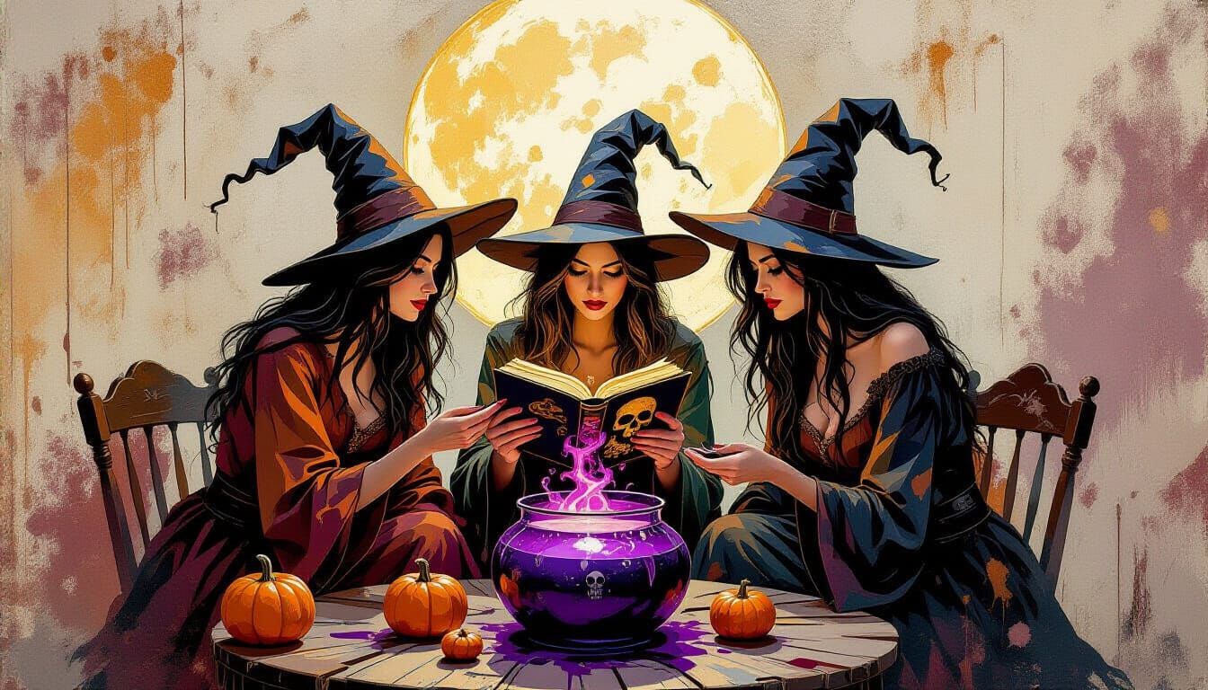 Three Witches Brew Potion in Textured Moonlight