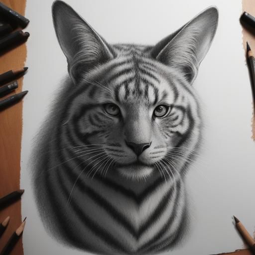 Hyperdetailed Charcoal Drawing of Animals