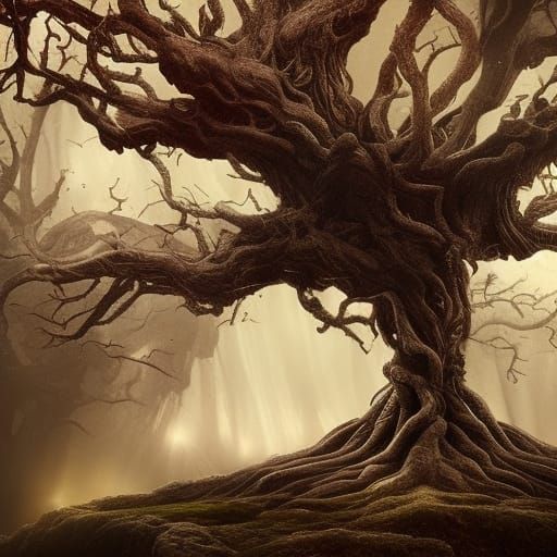 Dramatic Demonic Tree Digital Matte Painting