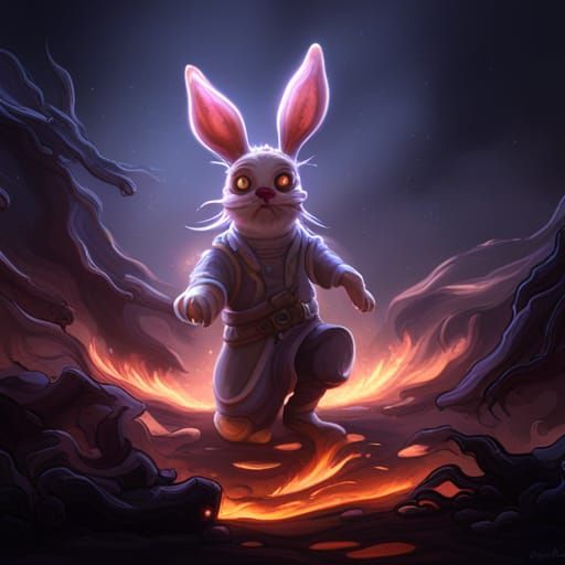 Cute Evil Ghost Bunny Made of Smoke