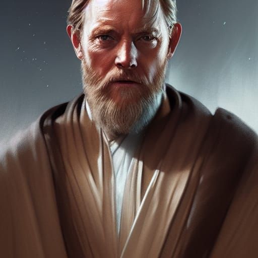Obi-Wan Kenobi Portrait in Hyperdetailed Style
