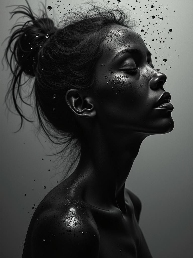 Heart in Shadow Semisculpture with Stormy Eyes