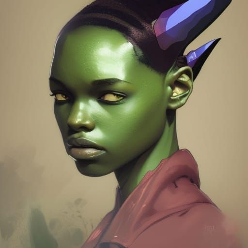 Anime Portrait of a Scientist with Green Mohawk