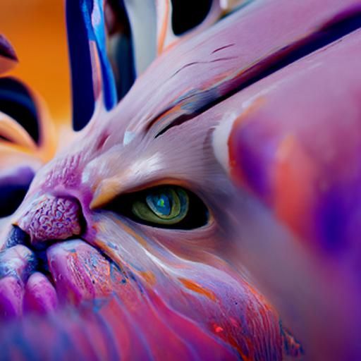 Detailed Fantasy Cat Face Digital Painting