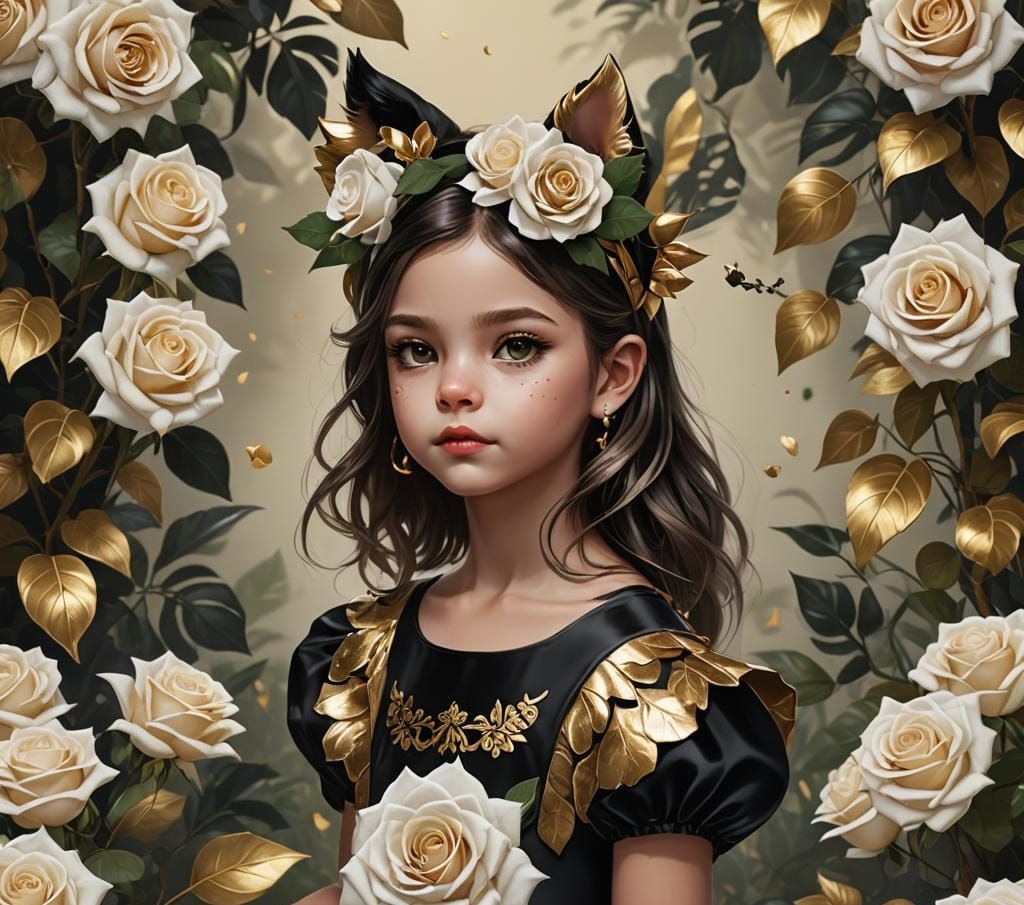 Girl in Cat Costume: Detailed Matte Painting