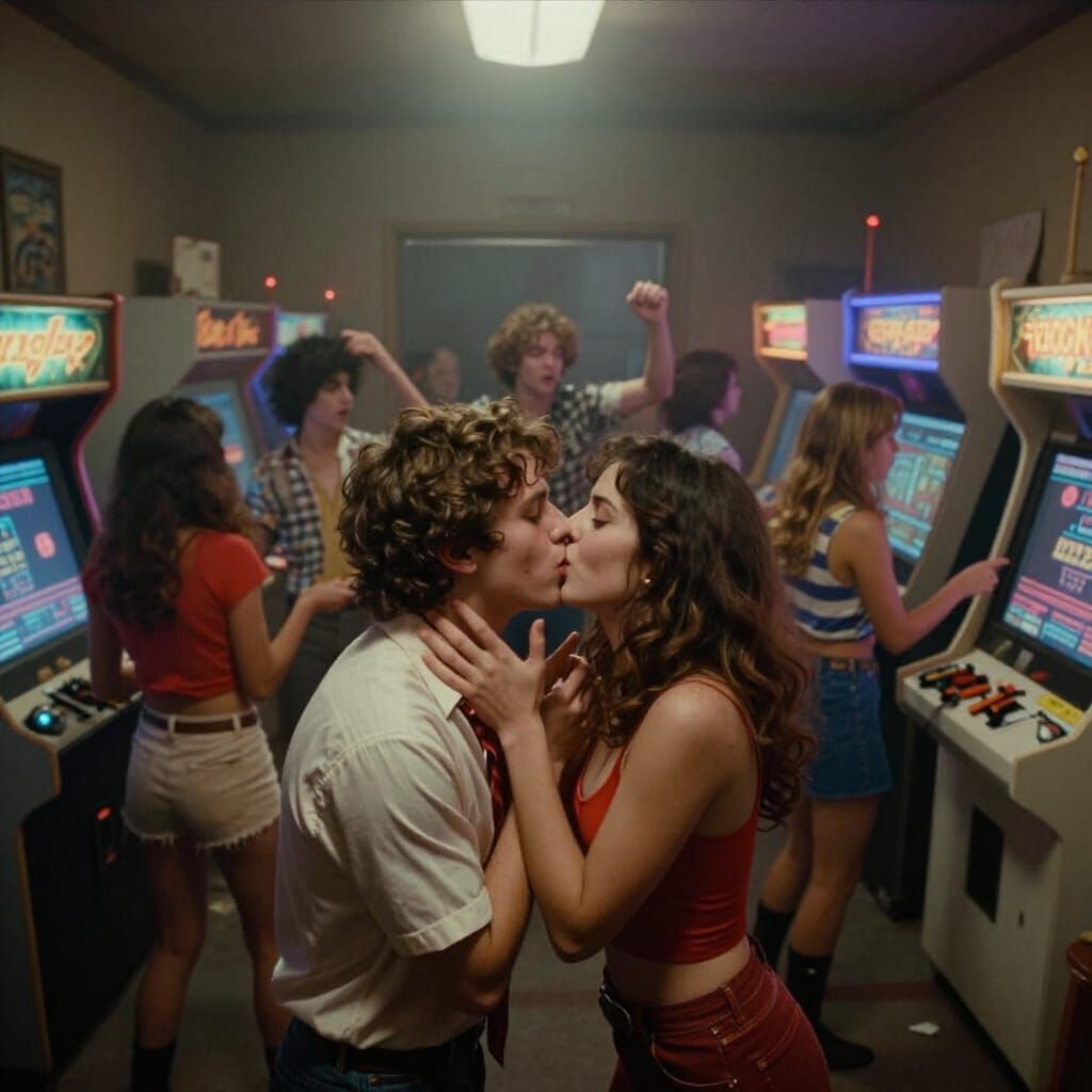 VHS Crime Drama: Arcade Kiss in 70s 80s Cult Film Style