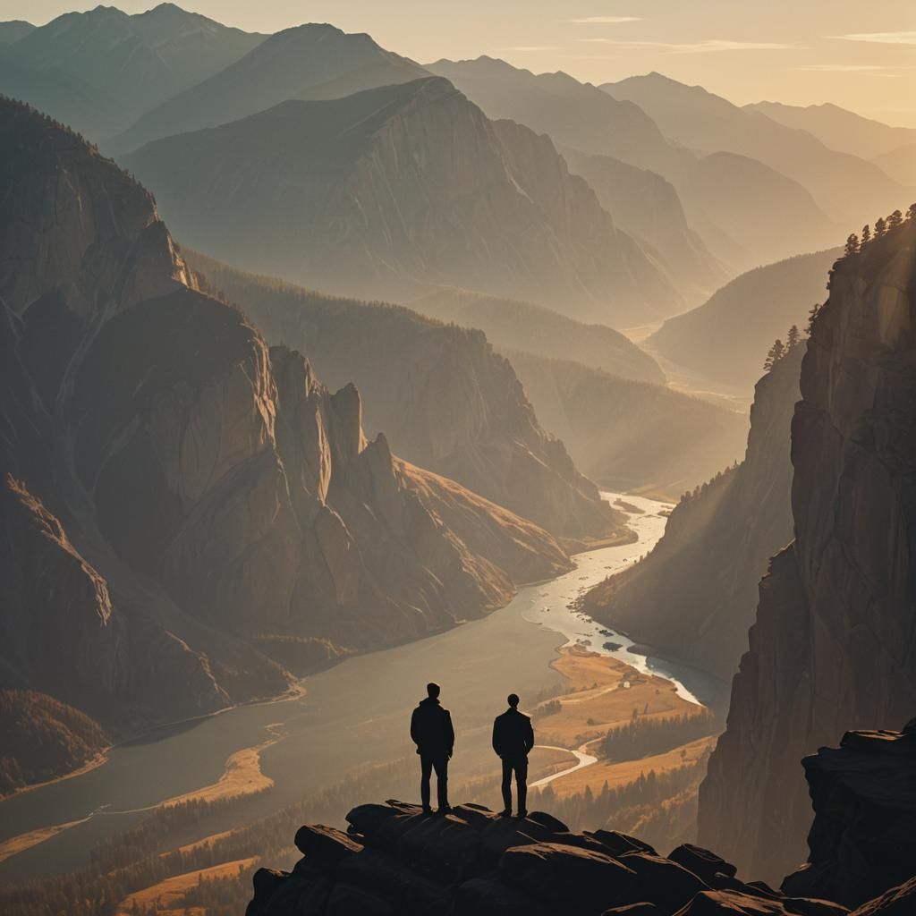 Dramatic Silhouette at Golden Hour, Cinematic Film Still