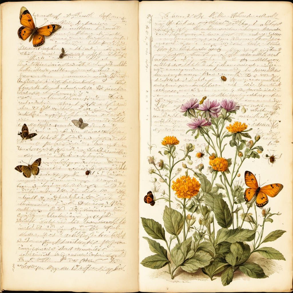 Botanical Illustration of Wildflowers and Medicinal Plants