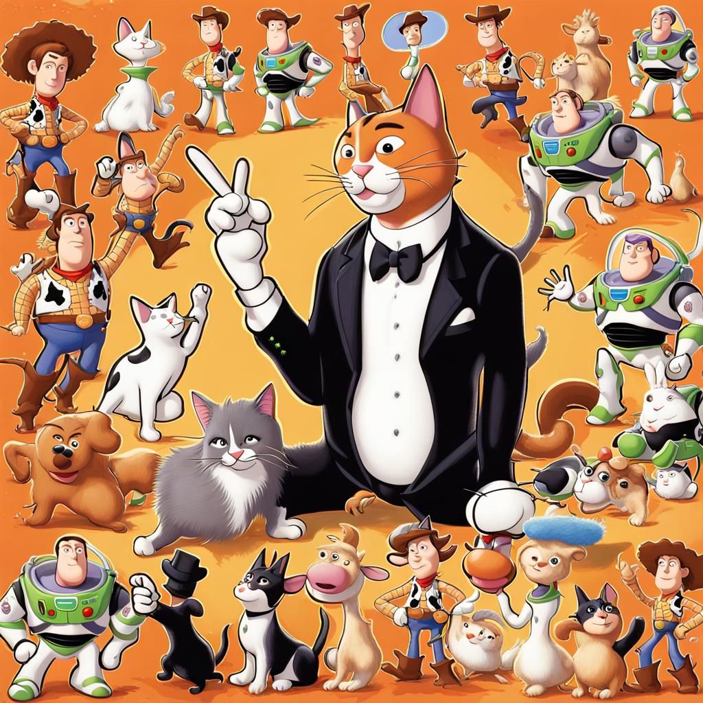 Tuxedo Cat Gives Middle Finger in Pixar Toy Story Scene