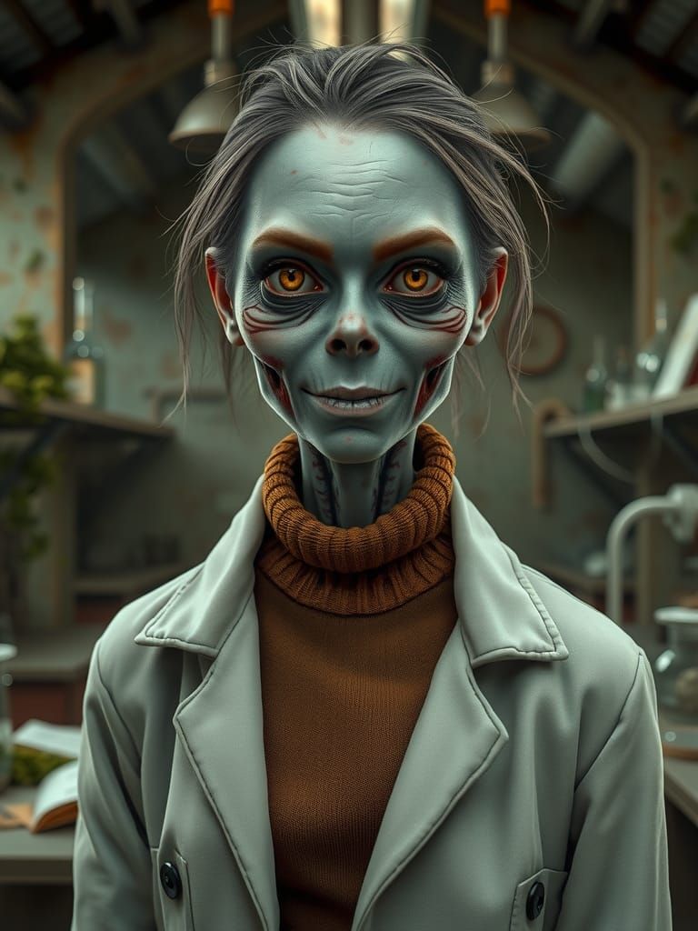 Friendly Zombie in Abandoned Lab, Rothko-Inspired