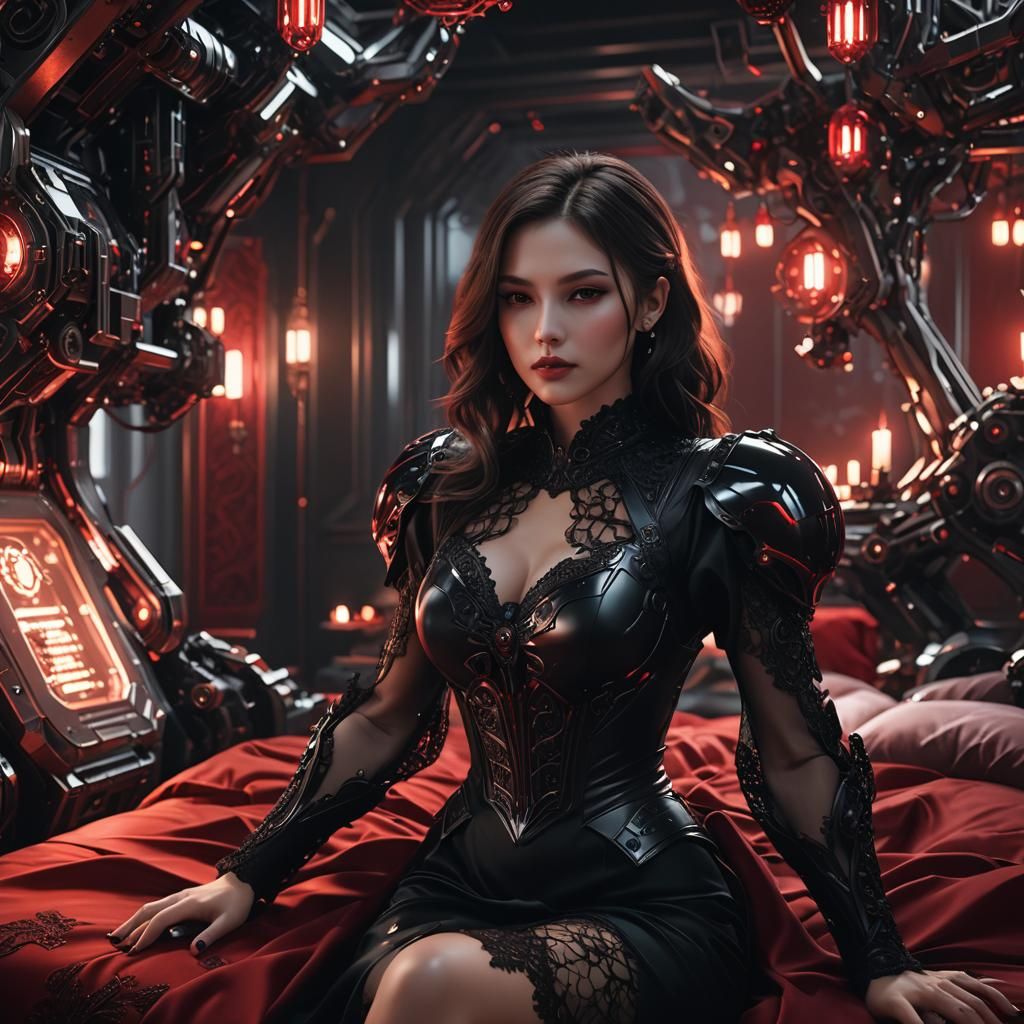 Futuristic Vampire in Sci-Fi Cyberpunk Aesthetic