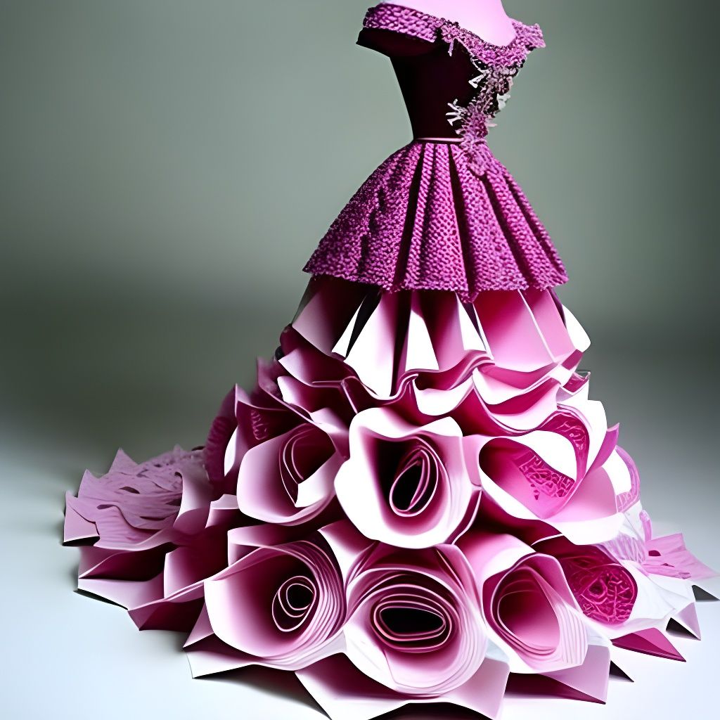 Elaborate 3D Paper Rococo Victorian Dress