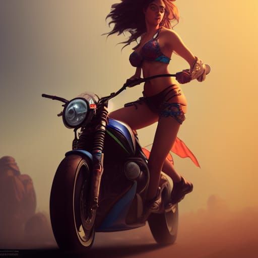 Motorcycle Rider in Hyperdetailed Digital Art