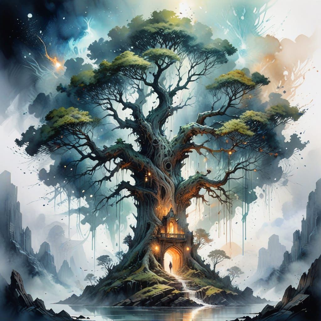 Ancient Tree City Revealed in Epic Fantasy Art