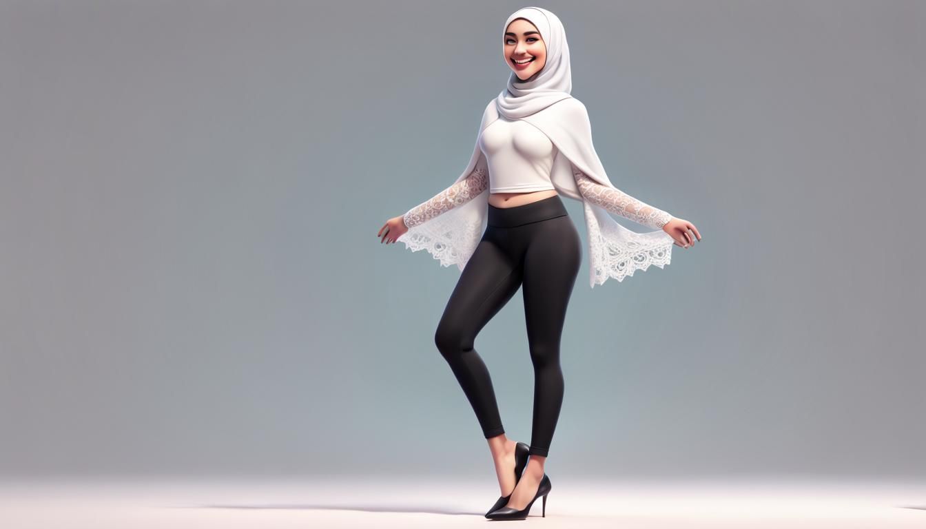 Young Woman in Hijab, 3D Digital Art