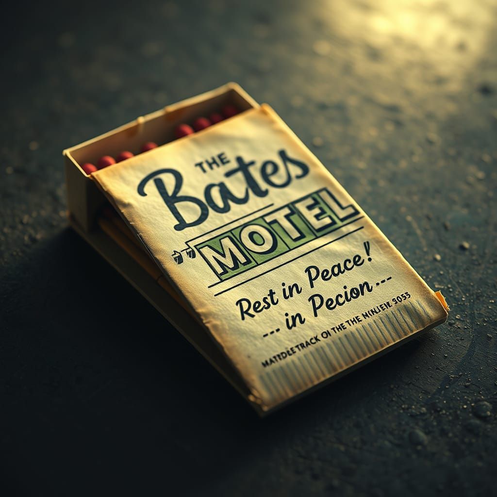 Vintage Matchbook with Bates Motel Ad in Retro Style