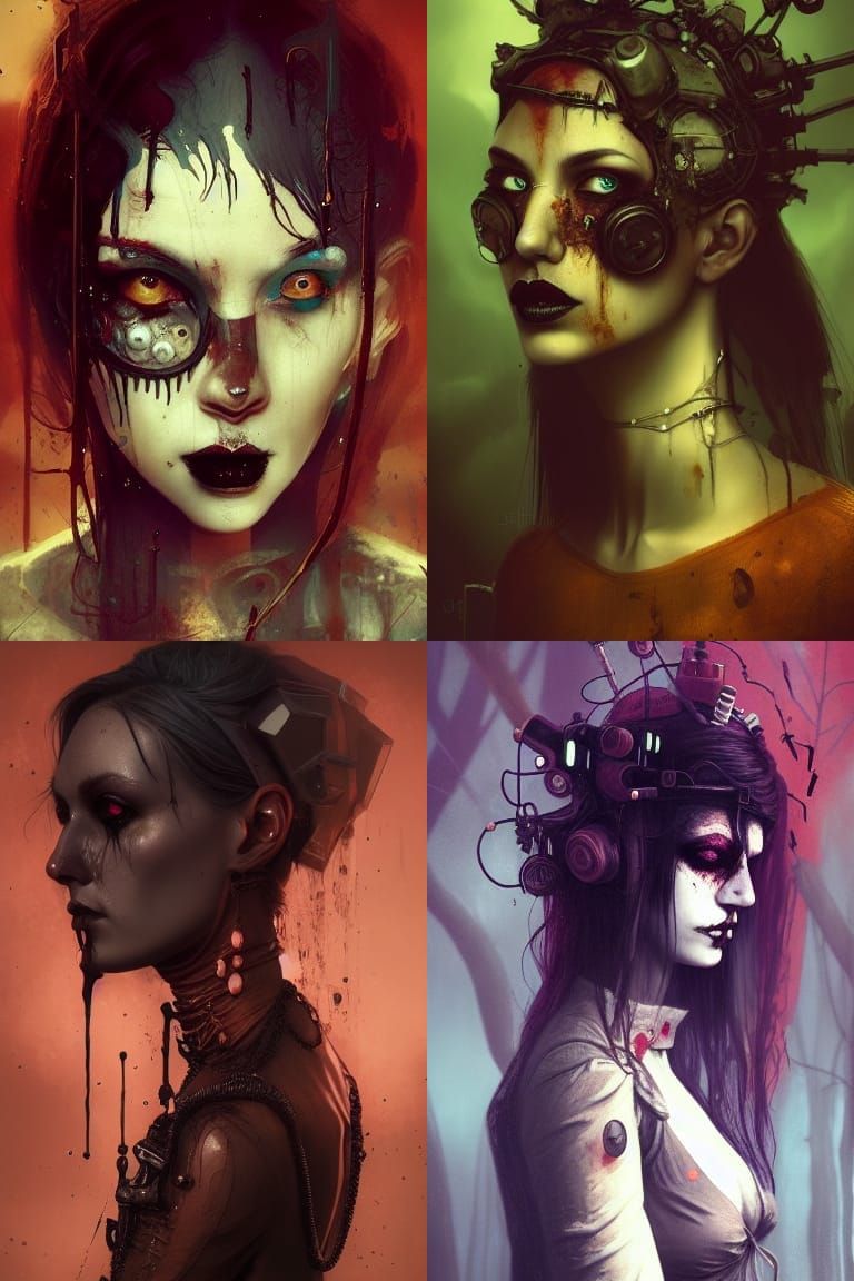 Gothic Halloween Woman: Photo-realistic Biopunk Portrait