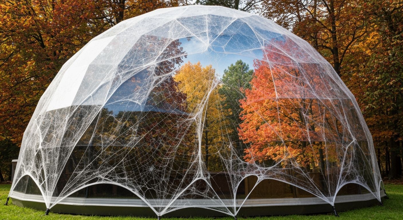 Autumn Forest Dome Shielded by Giant Spiderweb