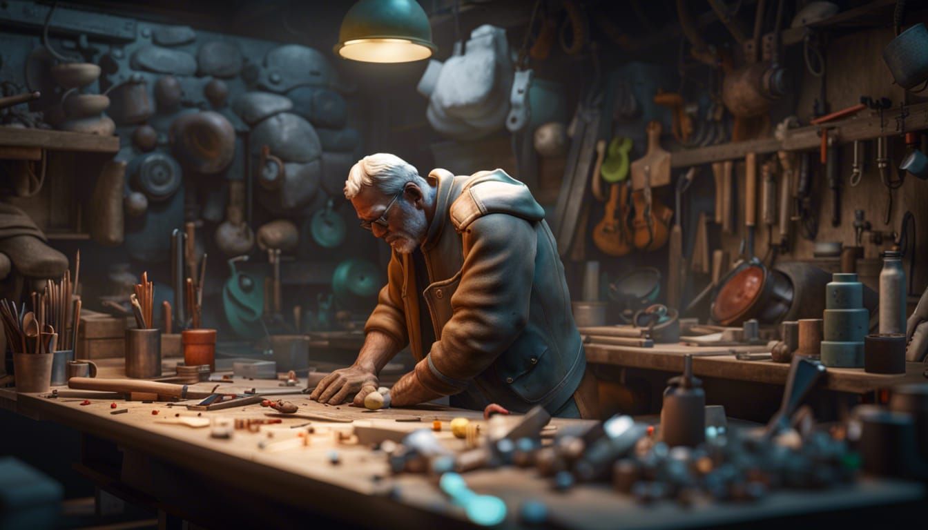 Sculptor in Hyperdetailed Concept Art Style