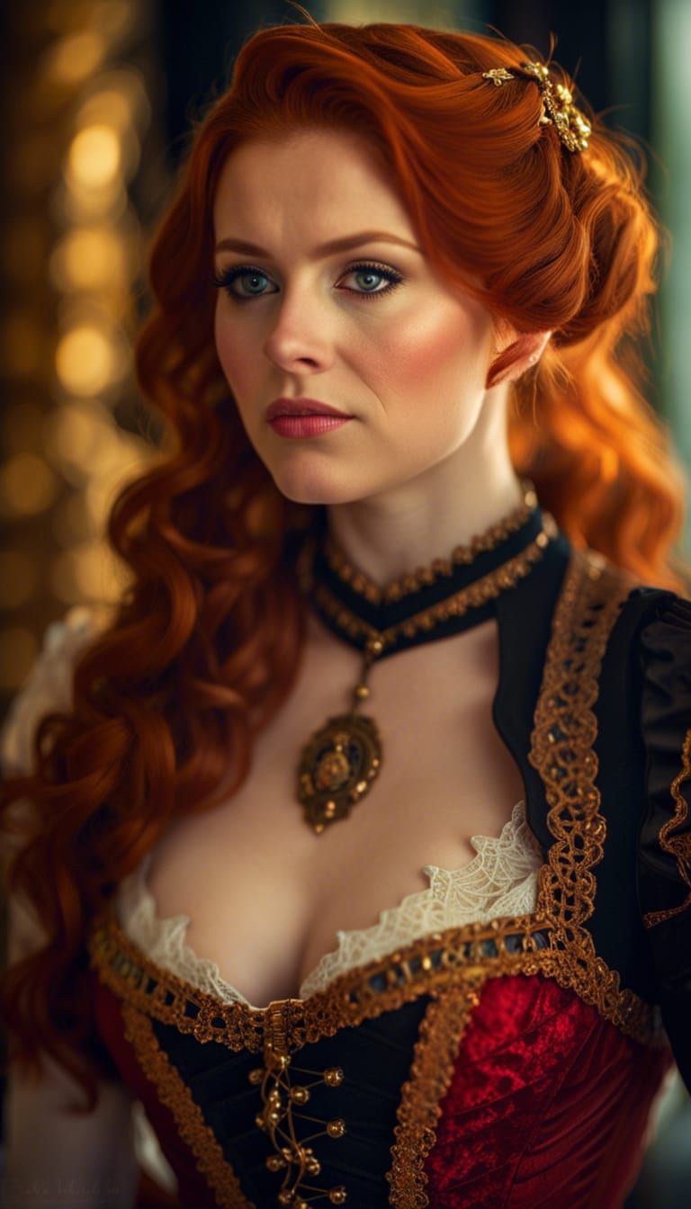 Ginger Woman in Victorian Dress: Professional Photography