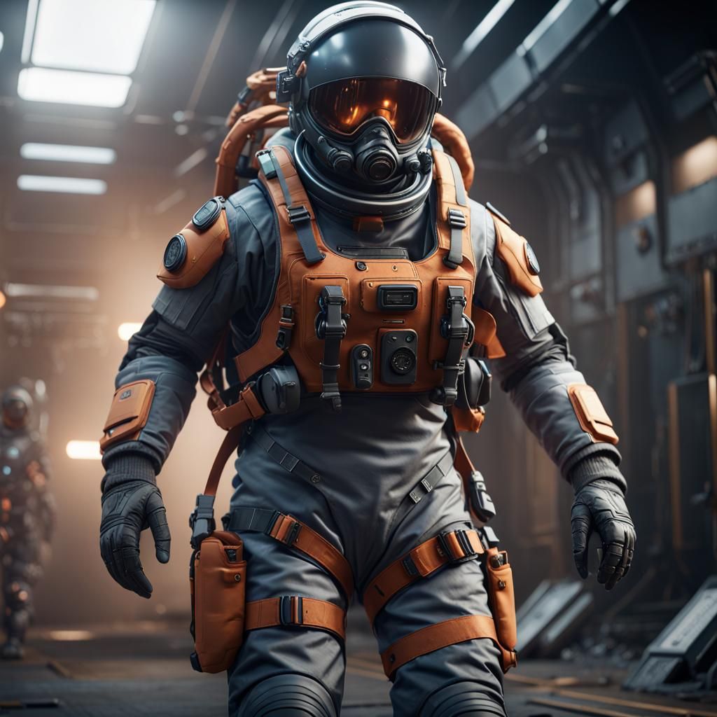 Futuristic Military Space Survival Suit in 3D