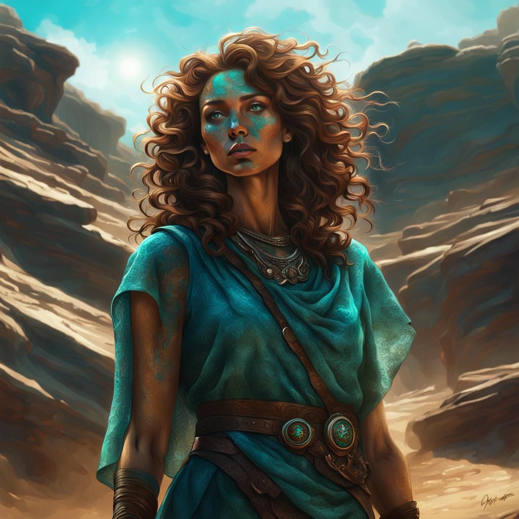 Girl in Barren Terrain: Fantasy Concept Art