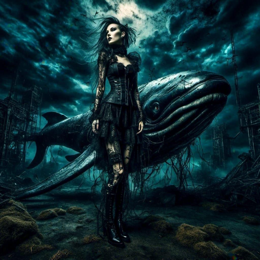 Cybernetic Whale Floats Through Gothic Punk Universe