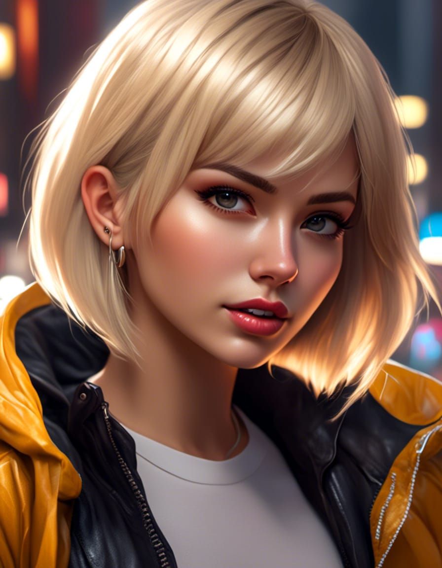 Hyperrealistic Portrait of a Cute Blonde Woman