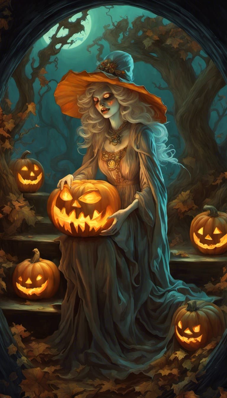 Halloween Grim Grinning Ghosts in Eerie Fantasy Style