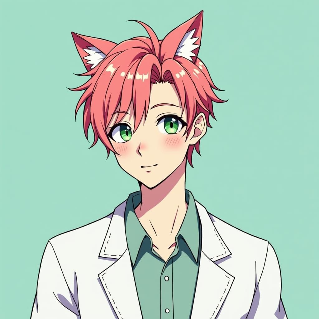 Charming Doctor with Cat Ears in 3D Anime Style