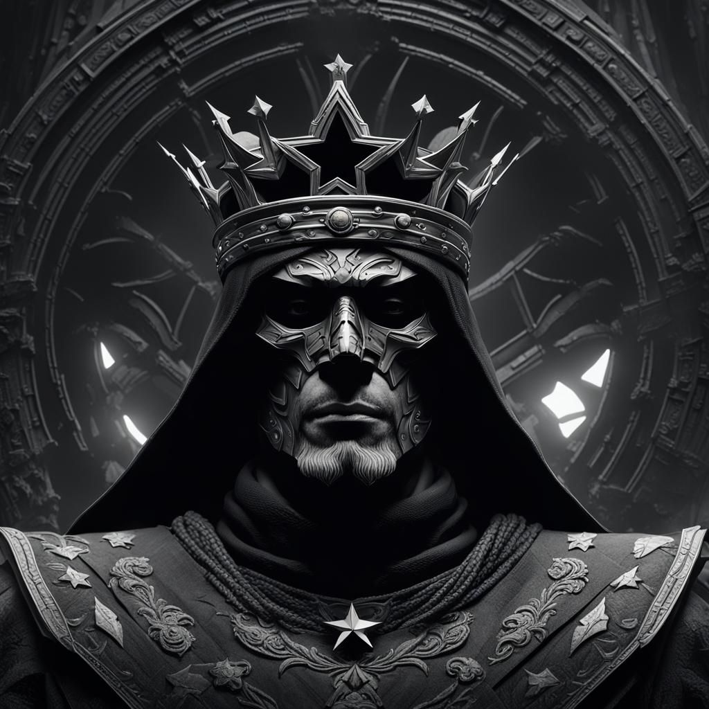 King with Grey Mask in Dark Fantasy Style